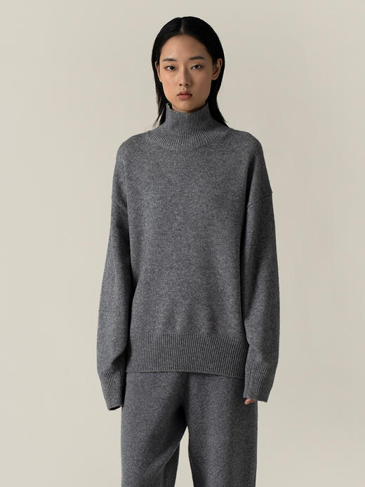 322工房经典再造羊绒羊毛针织衫女2022秋冬新款高领慵懒风套头衫 商品图2