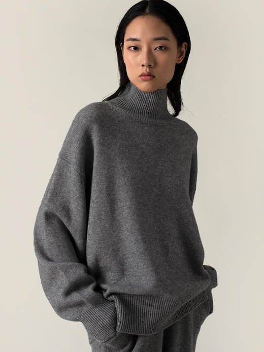 322工房经典再造羊绒羊毛针织衫女2022秋冬新款高领慵懒风套头衫 商品图0