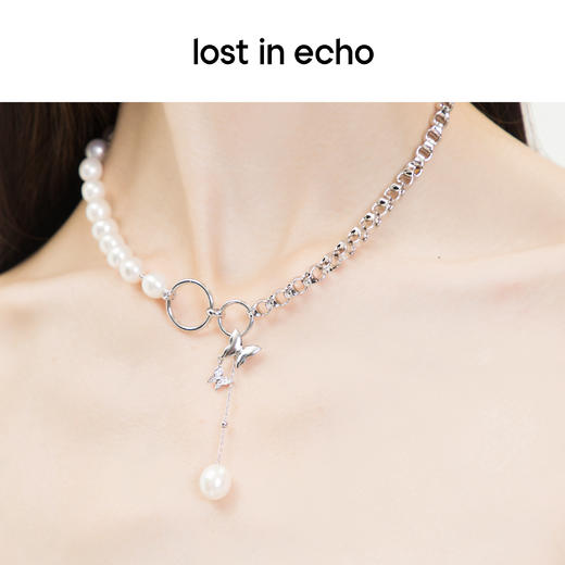 lost in echo 设计师品牌 爱无畏系列 comma蝴蝶珍珠拼接项链 商品图2