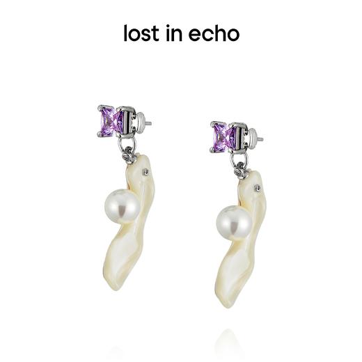 lost in echo 天然马蹄螺贝壳锆石法式珍珠耳环 商品图1
