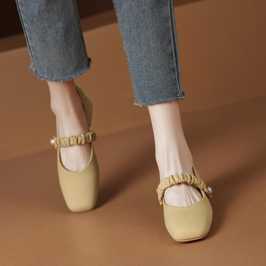 ZHR单鞋2023年春季新款玛丽珍方头浅口小皮鞋粗跟厚底显气质女鞋 商品图5