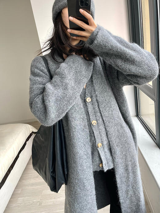 322工房极简造型羊驼毛针织大衣2022冬时髦加厚保暖廓形外套A990 商品图1