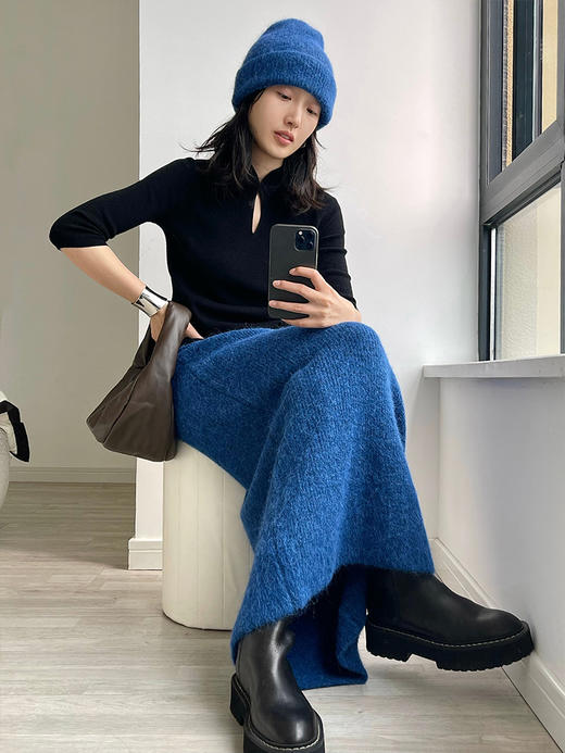 322工房新中式羊毛羊绒针织套头衫2022冬款极简百搭打底衫女A991 商品图0