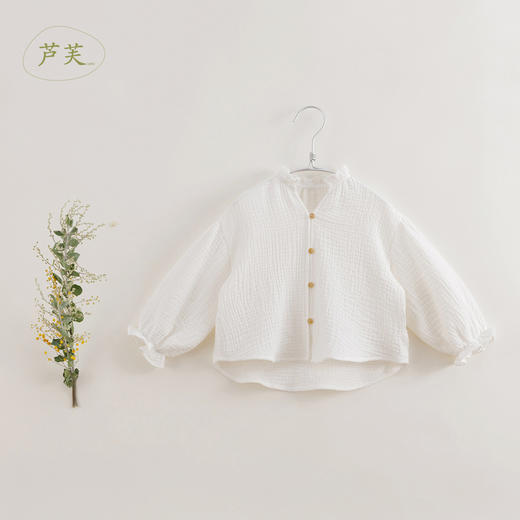 【马克珍妮 芦芙】春装新款 女童全棉花边小立领衬衫230109 商品图2