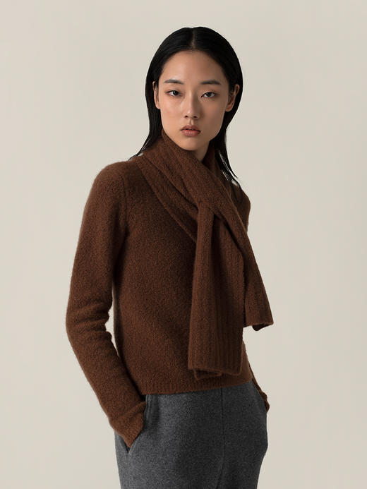 322工房羊绒新触觉圈圈纱围巾2022秋冬新款时髦加厚纯色大披肩女 商品图3