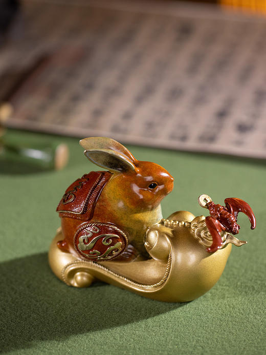 【6F】朱炳仁铜 福兔送财 创意铜雕兔摆件萌宠家居饰品办公桌面摆件 商品图2