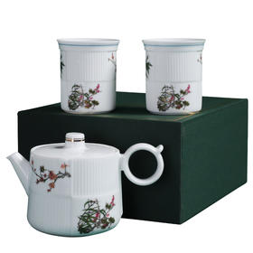 成艺陶瓷白瓷大小一壶2杯单壶带球形过滤功夫茶具家用泡茶壶