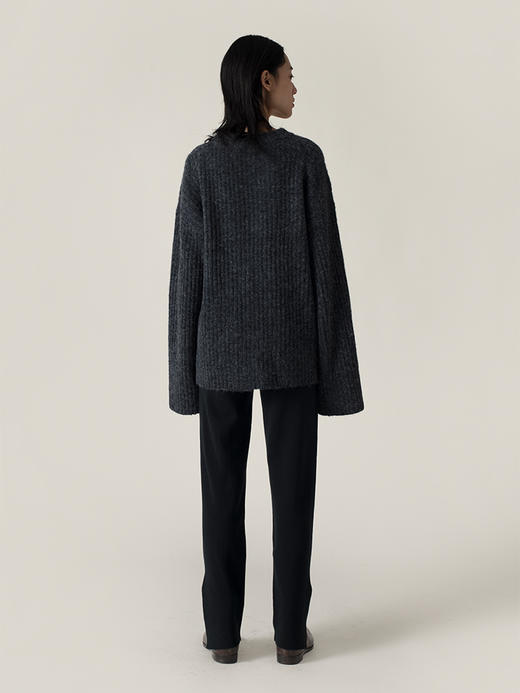 322工房羊绒新触觉羊驼毛衣2022秋冬款圆领宽松针织套头衫女A957 商品图3