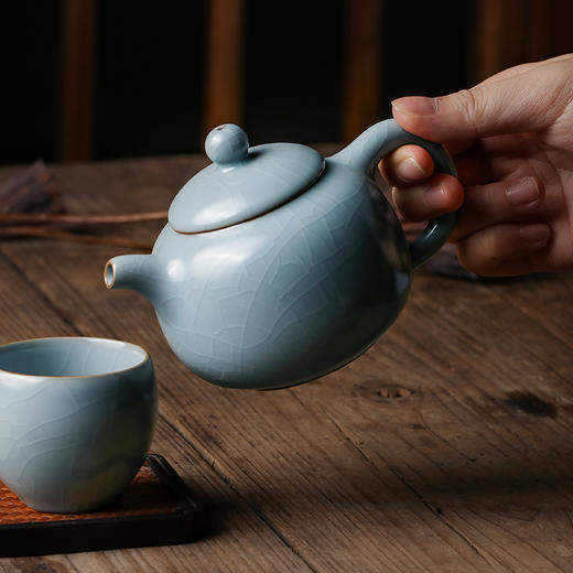 元本道汝窑功夫茶具瓷器陶瓷开片可养匏尊茶壶茶杯礼盒套装//海纳百川套组 商品图3