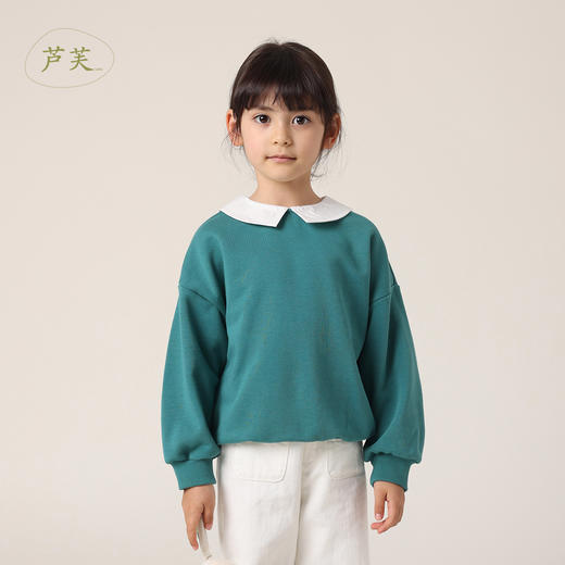 【马克珍妮 芦芙】秋装新款 女童假两件衬衫领宽松卫衣230309 商品图1