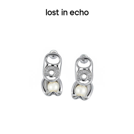 lost in echo  原创设计师品牌 简约易拉罐拉环珍珠耳环 商品图0