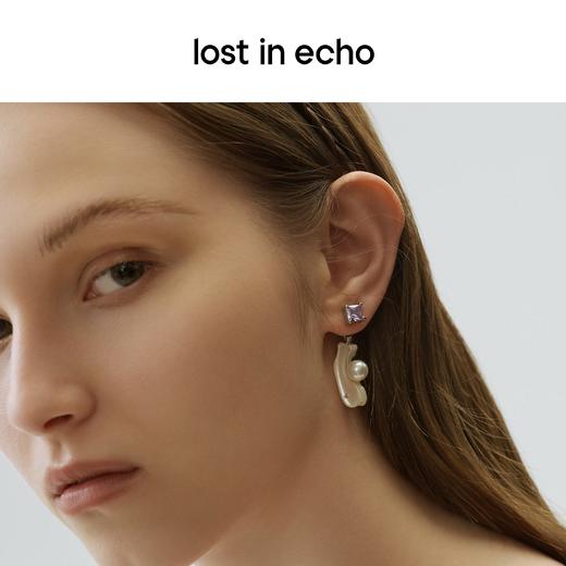 lost in echo 天然马蹄螺贝壳锆石法式珍珠耳环 商品图2