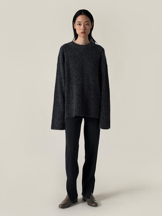 322工房羊绒新触觉羊驼毛衣2022秋冬款圆领宽松针织套头衫女A957 商品图0