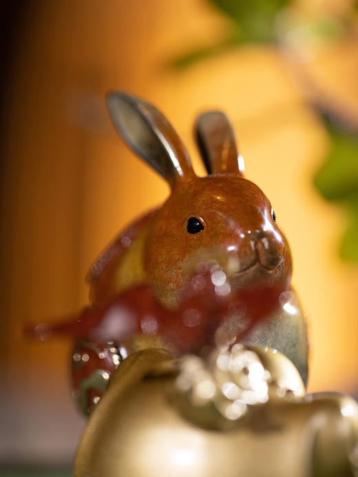 【6F】朱炳仁铜 福兔送财 创意铜雕兔摆件萌宠家居饰品办公桌面摆件 商品图3