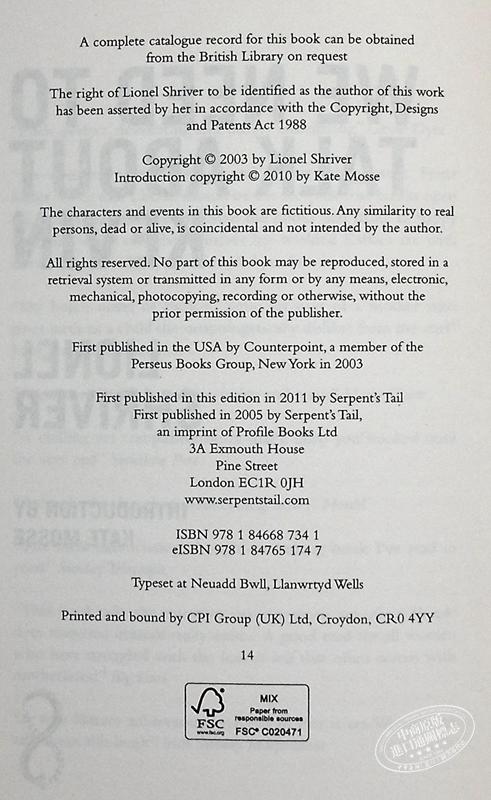 【中商原版】凯文怎么了 电影版 英文原版 We Need To Talk About Kevin  英文小说 Lionel Shriver 商品图4