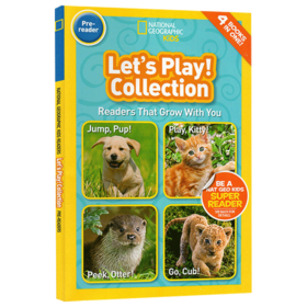 动物嬉戏合集 美国国家地理分级读物 英文原版National Geographic Kids Readers Let'S Play Collection 4个动物宝宝故事英语书籍