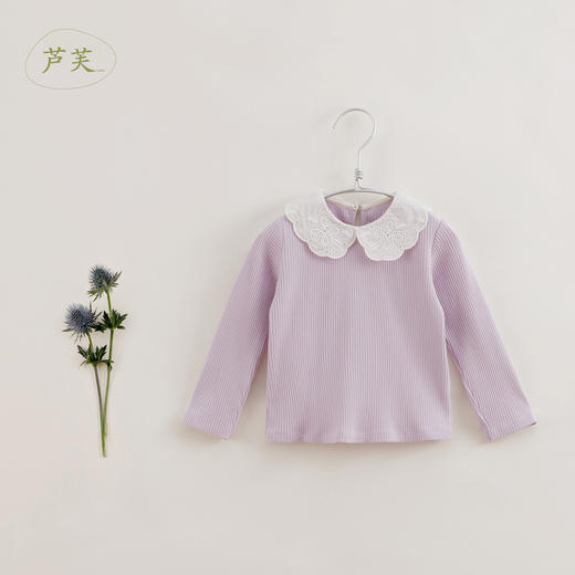 【马克珍妮 芦芙】春装新款 女童蕾丝花边领针织T恤230350 商品图1