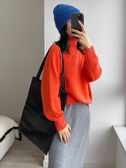 322工房软糯质感纯山羊绒高领打底衫2022冬保暖针织套头衫女A995 商品图0