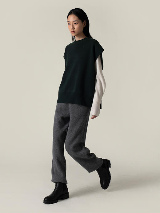 322工房造型叠搭加厚纯山羊绒廓形针织马甲2022新款纯色马甲A956 商品图1