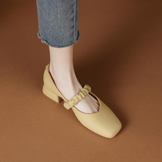 ZHR单鞋2023年春季新款玛丽珍方头浅口小皮鞋粗跟厚底显气质女鞋 商品图1