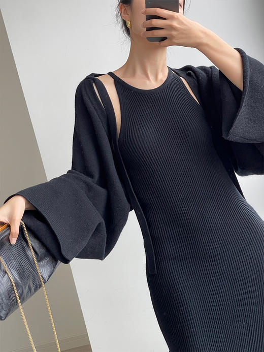 322工房针织套装裙羊毛羊绒针织连衣裙坎肩两件套2022冬款吊带裙 商品图2