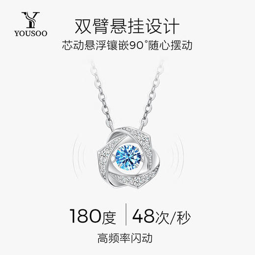 【星辰大海间 诠释“芯”动的秘密】璀璨之心系列-S925银悸动的心跳三叶草项链 商品图1