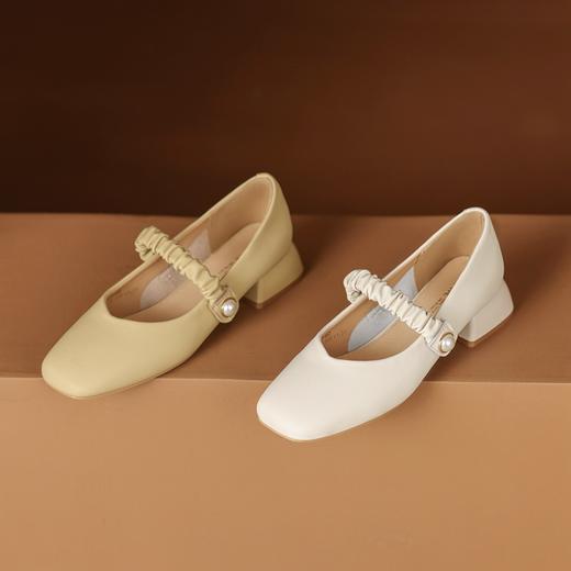 ZHR单鞋2023年春季新款玛丽珍方头浅口小皮鞋粗跟厚底显气质女鞋 商品图8