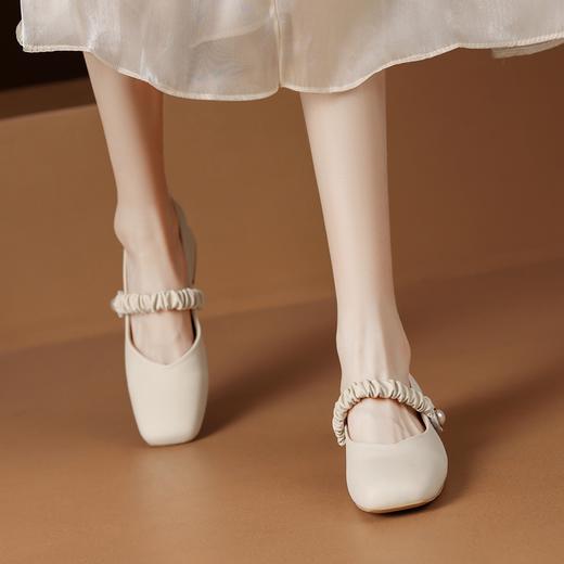 ZHR单鞋2023年春季新款玛丽珍方头浅口小皮鞋粗跟厚底显气质女鞋 商品图0