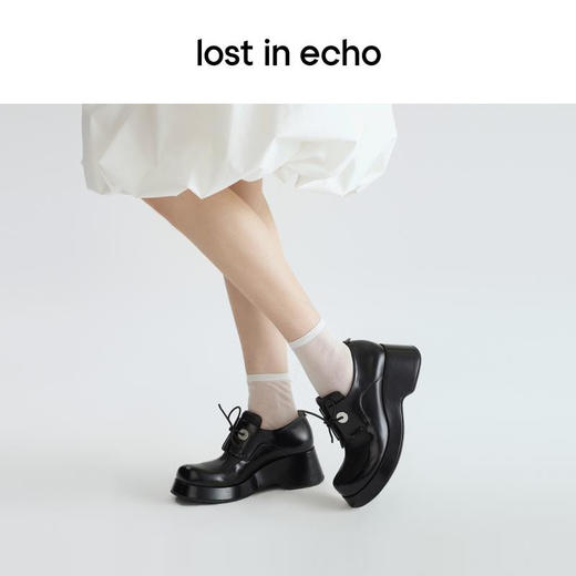 lost in echo 设计师原创 大气眼橡筋圆头德比厚底鞋女 商品图3