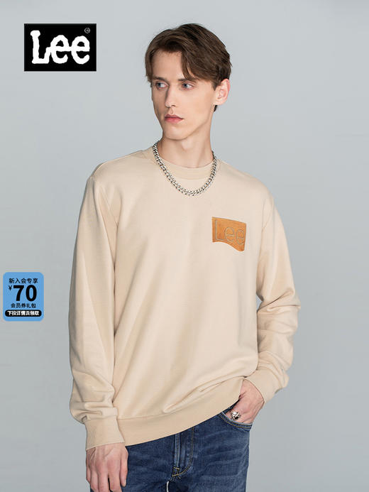 Lee商场同款101+22秋冬新品标准版型圆领长袖男卫衣LMT003620101 商品图0