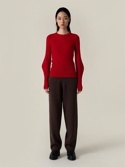 322工房造型打底羊腿袖套头衫2022秋冬款纯山羊绒针织打底衫A947 商品图0