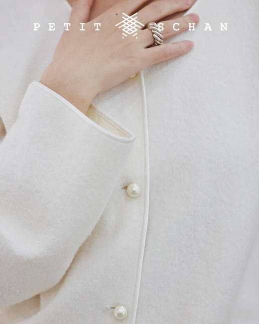 PETIT SCHAN小闪 CLO#181 vast whiteness 白茫茫 羊毛棉混纺针织小外套/阔腿裤 商品图3