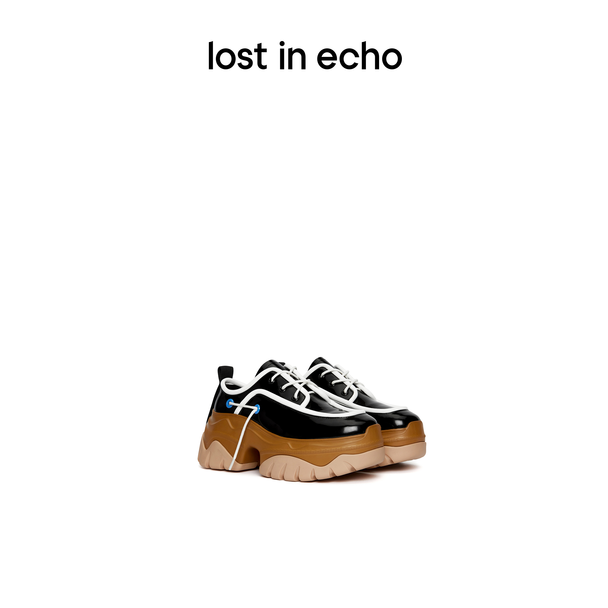 lost in echo 设计师原创 滚边拼接西装鱼骨休闲鞋女