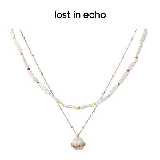 lost in echo 设计师品牌 原创设计师品牌 异型珠链双层彩色巴洛克珍珠项链 商品图3