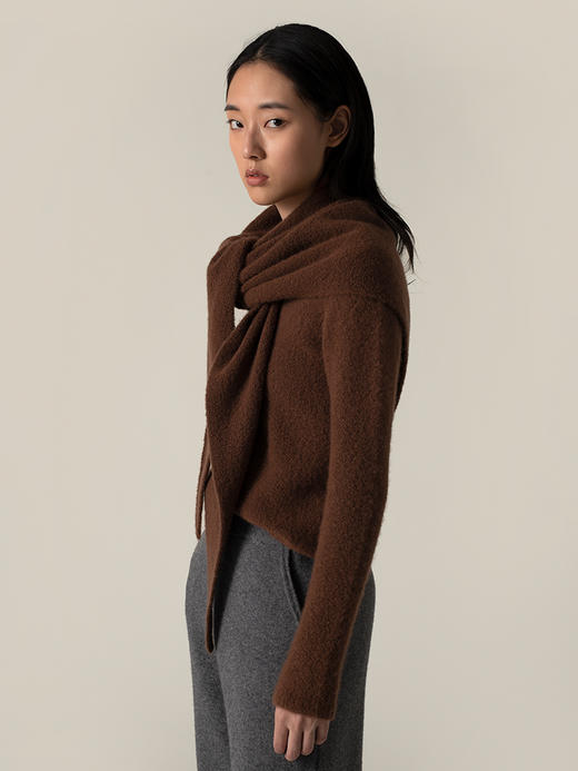 322工房羊绒新触觉圈圈纱大三角围巾2022新款针织保暖披肩女A965 商品图2