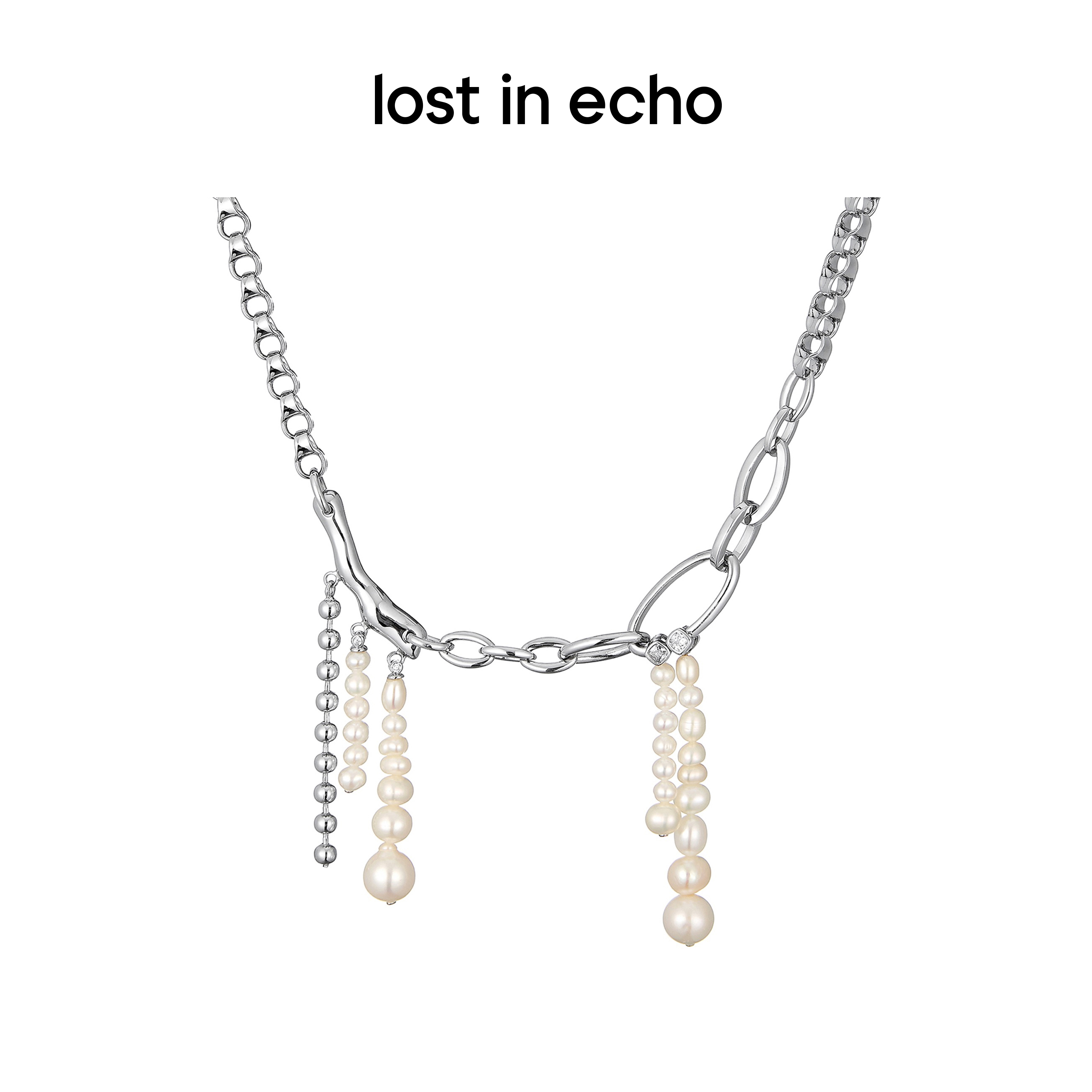 lost in echo  原创设计师天然珍珠流苏异型手工链拼接项链