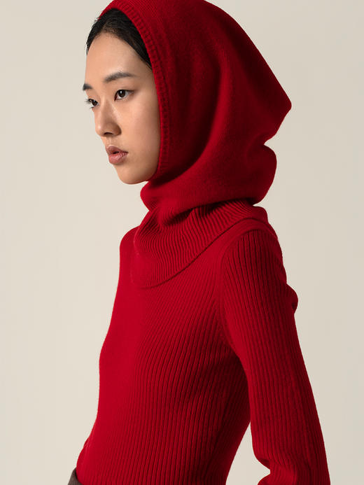 322工房趣致造型纯山羊绒兜帽2022年秋冬新款时髦百搭帽子女A946 商品图0