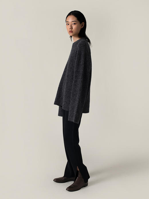 322工房羊绒新触觉羊驼毛衣2022秋冬款圆领宽松针织套头衫女A957 商品图2