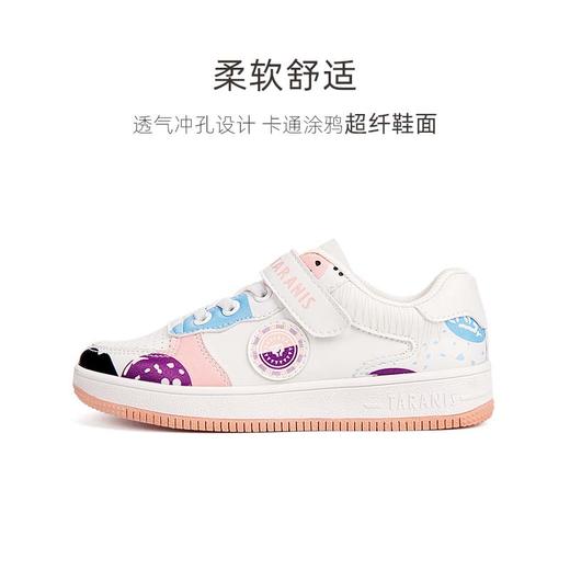 泰兰尼斯春季大童女童卡通涂鸦超纤运动板鞋T02D2A1842 商品图1