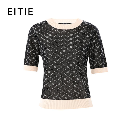 EITIE爱特爱春季新品时尚拼接色显瘦气质女针织衫7301007 商品图5
