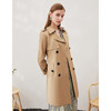 EITIE爱特爱经典双排扣气质翻领中长风衣外套卡其色春季新款A2304101 商品缩略图2