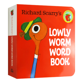 斯凯瑞幼儿词汇 手掌纸板书 英文原版 Richard Scarry's Lowly Worm Word Book 低幼认知启蒙绘本图画书 全英文版进口英语书籍