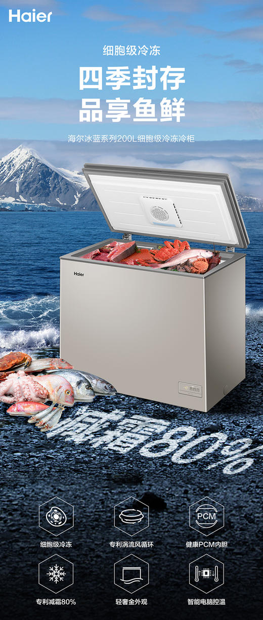 海尔（Haier）200升细胞级冷冻柜低霜商用家用冰柜 母乳冷藏冷冻转换小冷柜BC/BD-200HET 商品图0