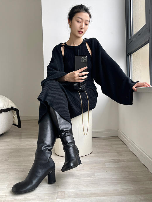 322工房针织套装裙羊毛羊绒针织连衣裙坎肩两件套2022冬款吊带裙 商品图3