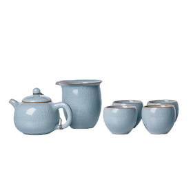元本道汝窑功夫茶具瓷器陶瓷开片可养匏尊茶壶茶杯礼盒套装//海纳百川套组