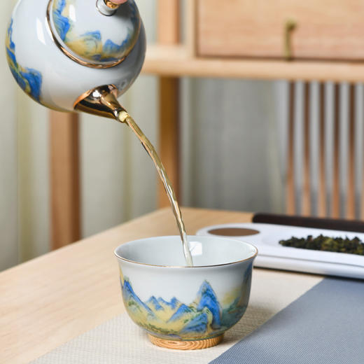成艺德化陶瓷 千里江山鎏金功夫茶杯茶碗茶具套装 商品图6