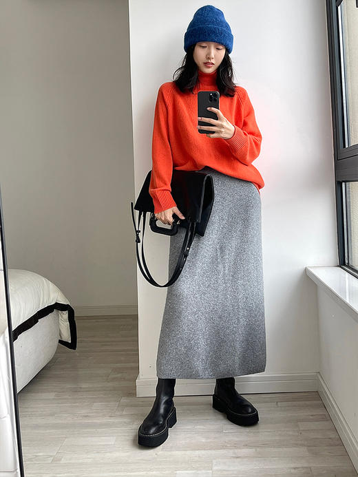 322工房软糯质感纯山羊绒高领打底衫2022冬保暖针织套头衫女A995 商品图1