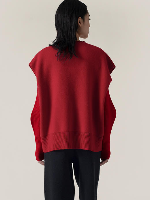 322工房叠搭造型羊毛羊绒廓形针织马甲2022新款纯色百搭背心A968 商品图3