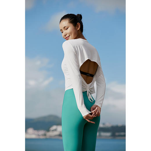 【凉感镂空】后背抽绳露腰长袖上衣--不带胸垫 商品图1