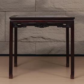 清 红木镶云石回纹八仙桌